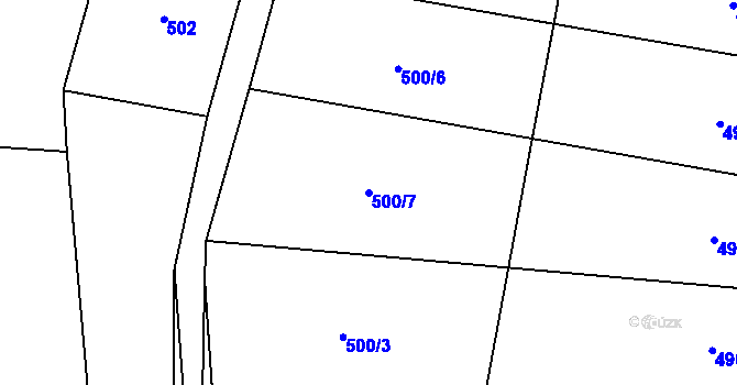 Parcela st. 500/7 v KÚ Hostim, Katastrální mapa