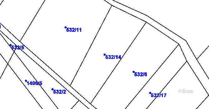 Parcela st. 532/14 v KÚ Hostim, Katastrální mapa