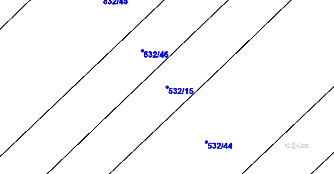 Parcela st. 532/15 v KÚ Hostim, Katastrální mapa