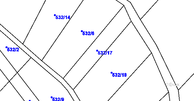 Parcela st. 532/17 v KÚ Hostim, Katastrální mapa