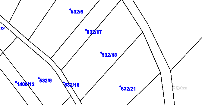 Parcela st. 532/18 v KÚ Hostim, Katastrální mapa
