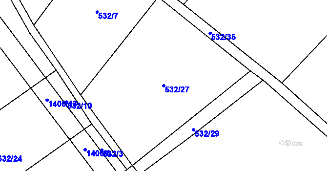 Parcela st. 532/27 v KÚ Hostim, Katastrální mapa