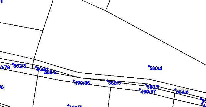 Parcela st. 560/4 v KÚ Hostim, Katastrální mapa