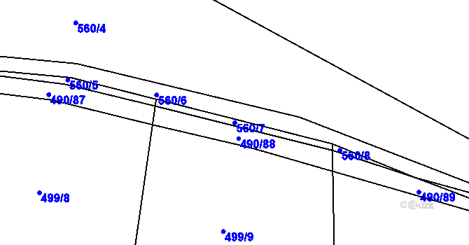 Parcela st. 560/7 v KÚ Hostim, Katastrální mapa