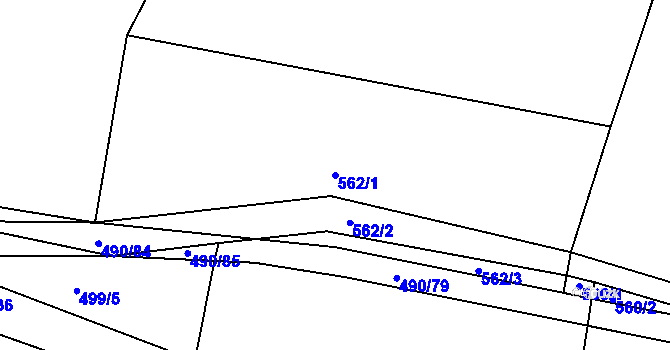 Parcela st. 562/1 v KÚ Hostim, Katastrální mapa