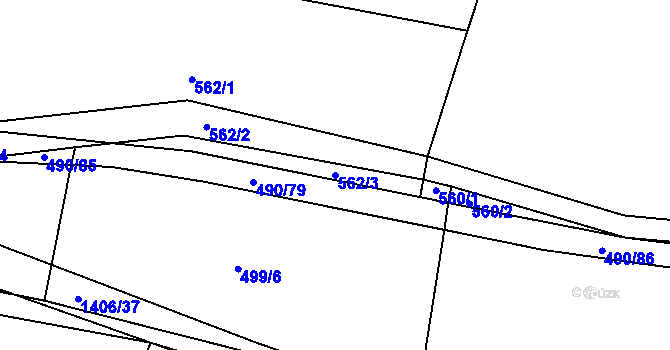 Parcela st. 562/3 v KÚ Hostim, Katastrální mapa