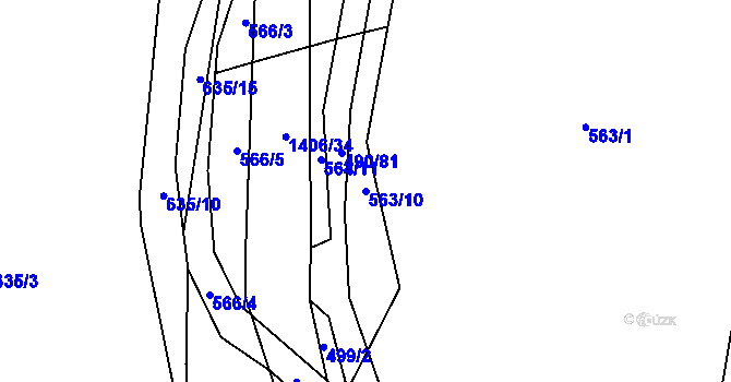 Parcela st. 563/10 v KÚ Hostim, Katastrální mapa