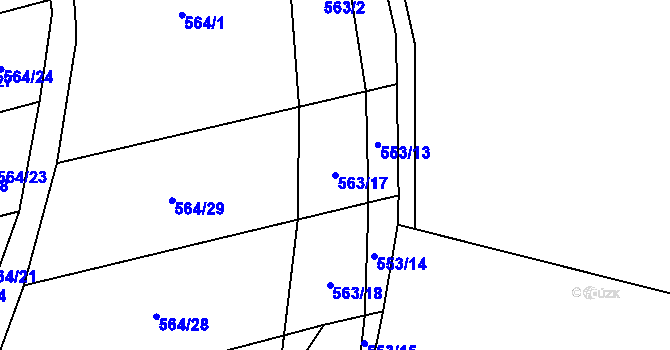 Parcela st. 563/17 v KÚ Hostim, Katastrální mapa
