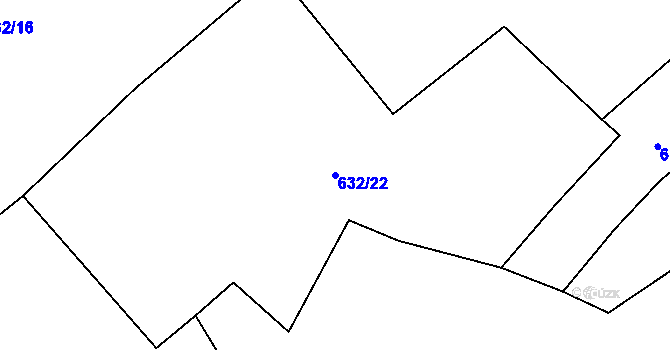 Parcela st. 632/22 v KÚ Hostim, Katastrální mapa