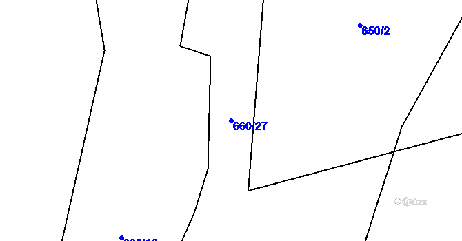 Parcela st. 660/27 v KÚ Hostim, Katastrální mapa