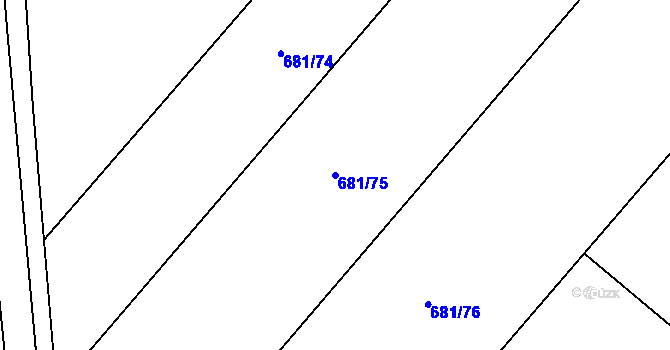Parcela st. 681/75 v KÚ Hostim, Katastrální mapa