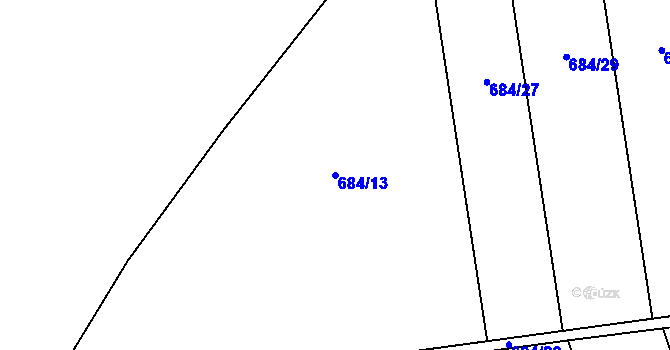 Parcela st. 684/13 v KÚ Hostim, Katastrální mapa