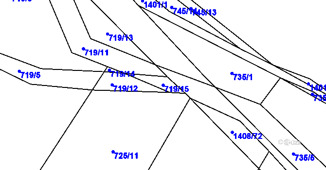 Parcela st. 719/15 v KÚ Hostim, Katastrální mapa