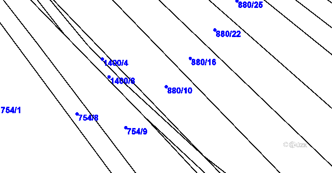 Parcela st. 880/10 v KÚ Hostim, Katastrální mapa
