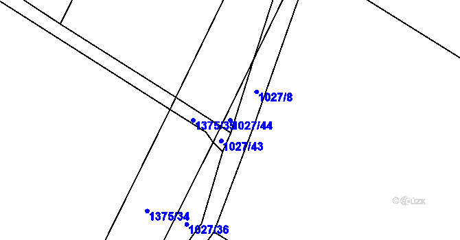 Parcela st. 1027/44 v KÚ Hostim, Katastrální mapa