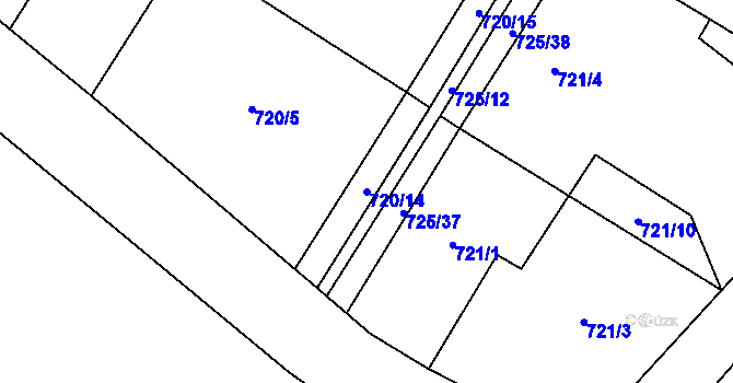 Parcela st. 720/14 v KÚ Hostim, Katastrální mapa