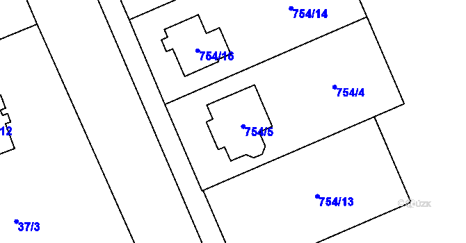 Parcela st. 754/5 v KÚ Hostim, Katastrální mapa