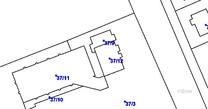 Parcela st. 37/12 v KÚ Hostim, Katastrální mapa