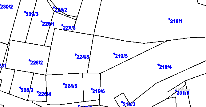 Parcela st. 219/5 v KÚ Hostim, Katastrální mapa