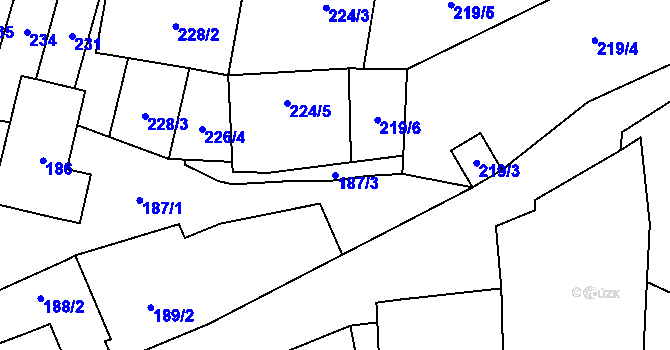 Parcela st. 187/3 v KÚ Hostim, Katastrální mapa