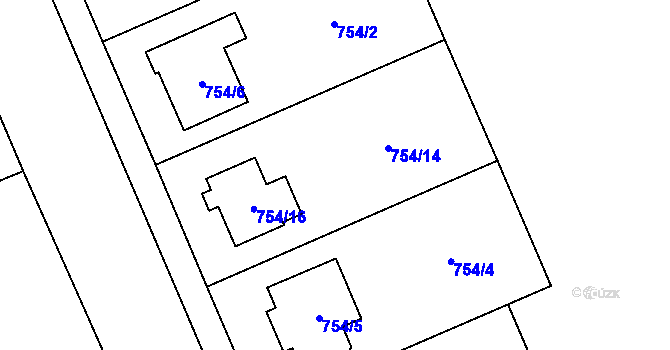 Parcela st. 754/14 v KÚ Hostim, Katastrální mapa