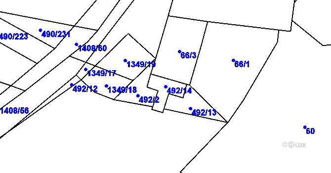 Parcela st. 492/14 v KÚ Hostim, Katastrální mapa