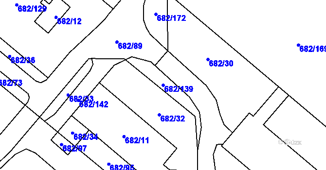 Parcela st. 682/139 v KÚ Hostim, Katastrální mapa