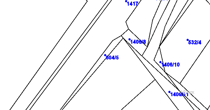 Parcela st. 604/5 v KÚ Hostim, Katastrální mapa