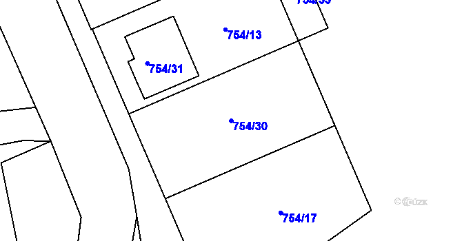 Parcela st. 754/30 v KÚ Hostim, Katastrální mapa