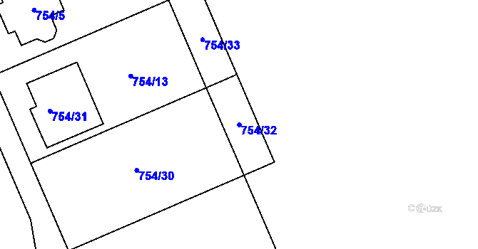 Parcela st. 754/32 v KÚ Hostim, Katastrální mapa