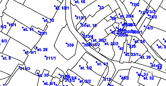 Parcela st. 308 v KÚ Jiřice u Moravských Budějovic, Katastrální mapa