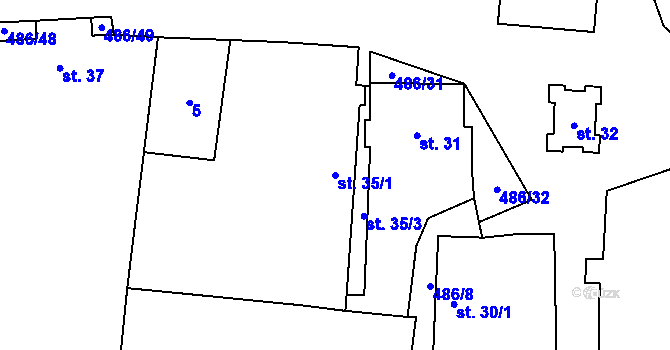 Parcela st. 35/1 v KÚ Hostín u Vojkovic, Katastrální mapa