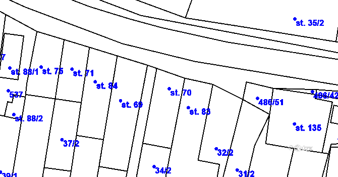 Parcela st. 70 v KÚ Hostín u Vojkovic, Katastrální mapa