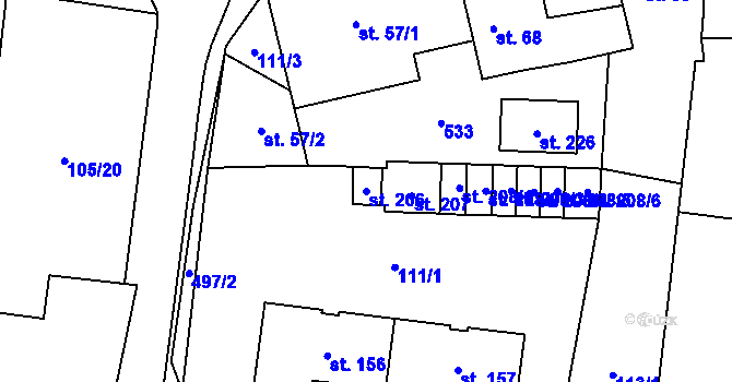 Parcela st. 206 v KÚ Hostín u Vojkovic, Katastrální mapa