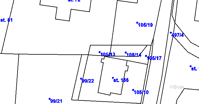 Parcela st. 105/13 v KÚ Hostín u Vojkovic, Katastrální mapa