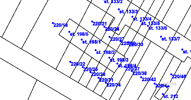 Parcela st. 198/2 v KÚ Hostín u Vojkovic, Katastrální mapa