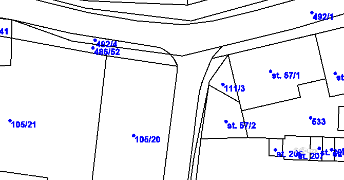 Parcela st. 105/18 v KÚ Hostín u Vojkovic, Katastrální mapa
