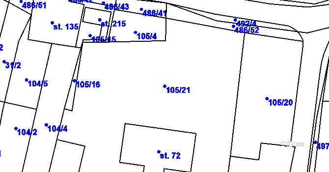 Parcela st. 105/21 v KÚ Hostín u Vojkovic, Katastrální mapa