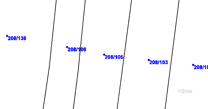 Parcela st. 208/105 v KÚ Hostín u Vojkovic, Katastrální mapa