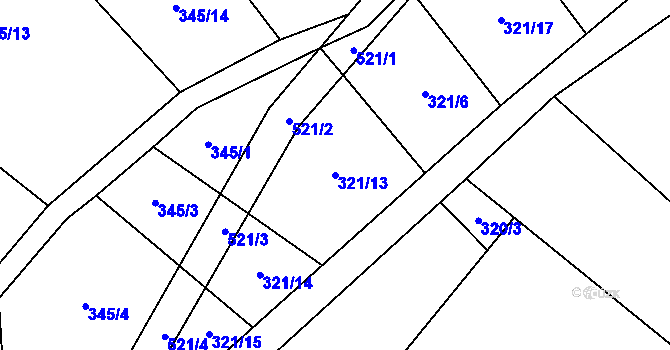Parcela st. 321/13 v KÚ Hostín u Vojkovic, Katastrální mapa