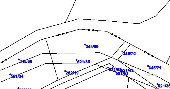 Parcela st. 345/69 v KÚ Hostín u Vojkovic, Katastrální mapa