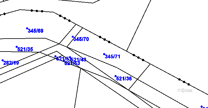 Parcela st. 345/71 v KÚ Hostín u Vojkovic, Katastrální mapa