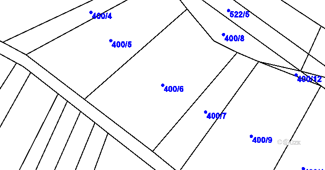 Parcela st. 400/6 v KÚ Hostín u Vojkovic, Katastrální mapa