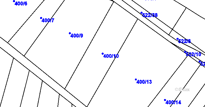Parcela st. 400/10 v KÚ Hostín u Vojkovic, Katastrální mapa