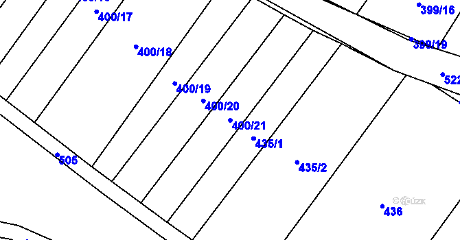 Parcela st. 400/21 v KÚ Hostín u Vojkovic, Katastrální mapa