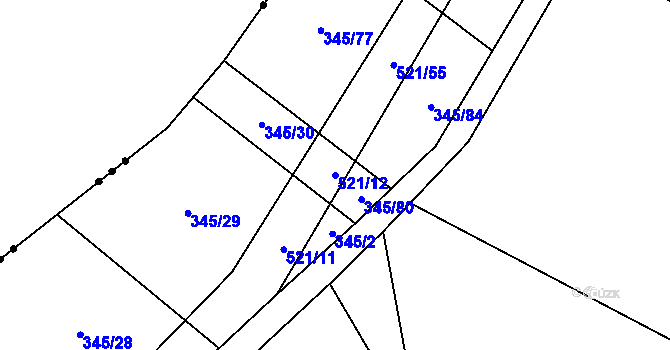Parcela st. 521/12 v KÚ Hostín u Vojkovic, Katastrální mapa