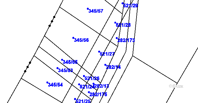 Parcela st. 521/27 v KÚ Hostín u Vojkovic, Katastrální mapa