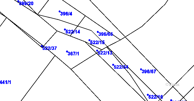 Parcela st. 522/13 v KÚ Hostín u Vojkovic, Katastrální mapa