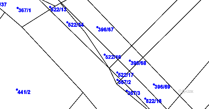 Parcela st. 522/16 v KÚ Hostín u Vojkovic, Katastrální mapa