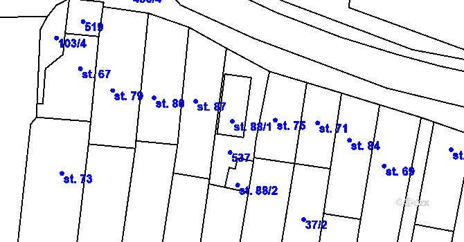 Parcela st. 88/1 v KÚ Hostín u Vojkovic, Katastrální mapa